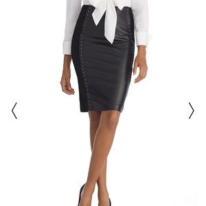 100% Genuine Leather Studded Pencil Skirt